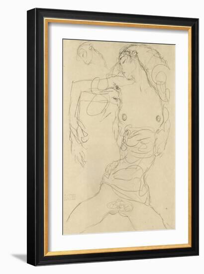 Female Nude with Bent Arm-Gustav Klimt-Framed Giclee Print