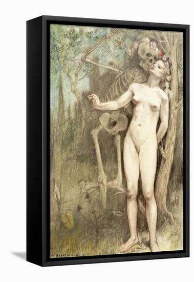 Female Nude with Death as a Skeleton, 1897-Armand Rassenfosse-Framed Premier Image Canvas