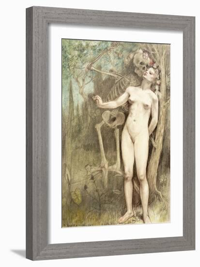 Female Nude with Death as a Skeleton, 1897-Armand Rassenfosse-Framed Giclee Print