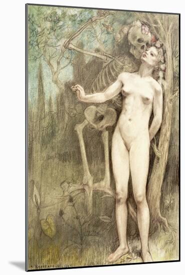 Female Nude with Death as a Skeleton, 1897-Armand Rassenfosse-Mounted Giclee Print