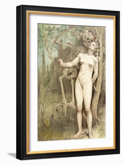 Female Nude with Death as a Skeleton, 1897-Armand Rassenfosse-Framed Giclee Print