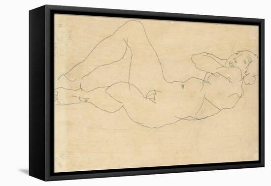 Female Nude with Hands Behind Head, 1914-Egon Schiele-Framed Premier Image Canvas