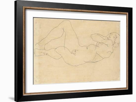Female Nude with Hands Behind Head, 1914-Egon Schiele-Framed Giclee Print