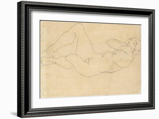 Female Nude with Hands Behind Head, 1914-Egon Schiele-Framed Giclee Print