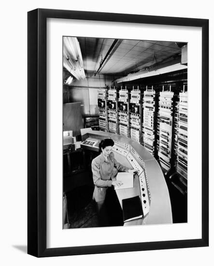 Female Operator at the Console of the 'Raydac', Raytheon Digital Automatic Computer, August 2, 1952-null-Framed Photo