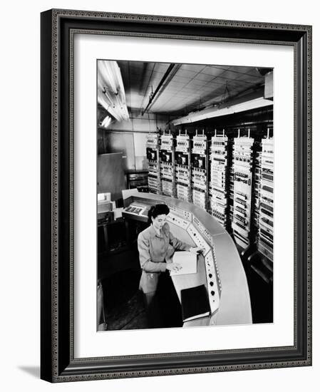 Female Operator at the Console of the 'Raydac', Raytheon Digital Automatic Computer, August 2, 1952-null-Framed Photo