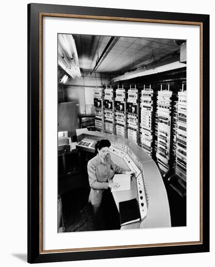 Female Operator at the Console of the 'Raydac', Raytheon Digital Automatic Computer, August 2, 1952-null-Framed Photo