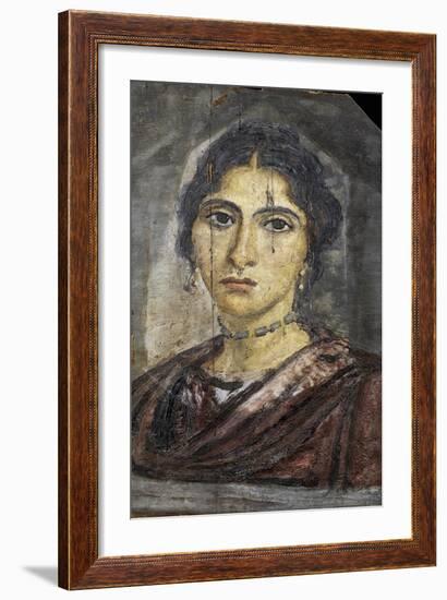 Female Portrait, Encaustic Painting on Wood, from Hawara, Roman Empire 2nd Century-null-Framed Giclee Print