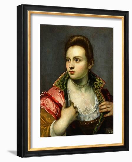 Female Portrait, Prolonged-Jacopo Robusti Tintoretto-Framed Giclee Print