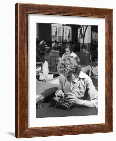 Female Production Line Worker-Heinz Zinram-Framed Photographic Print