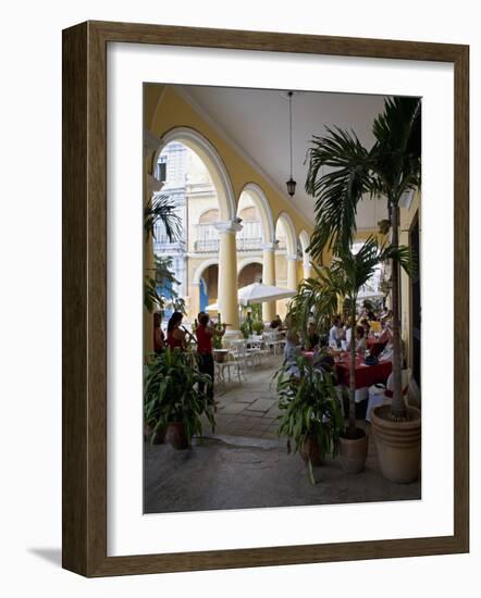 Female Reed Trio Playing to Diners at the Santo Angel Restaurant, Plaza Vieja, Old Havana-John Harden-Framed Photographic Print