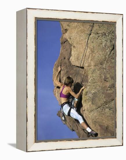 Female Rock Climber-null-Framed Premier Image Canvas