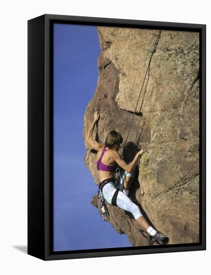 Female Rock Climber-null-Framed Premier Image Canvas