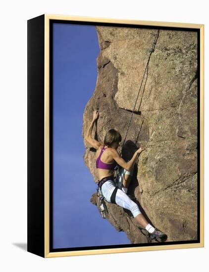 Female Rock Climber-null-Framed Premier Image Canvas