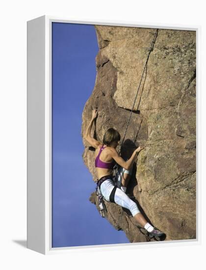 Female Rock Climber-null-Framed Premier Image Canvas