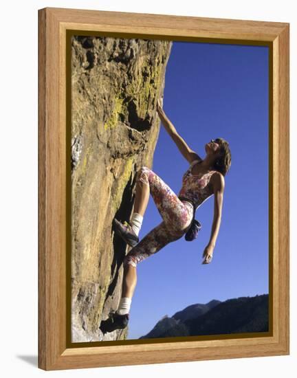 Female Rock Climber-null-Framed Premier Image Canvas
