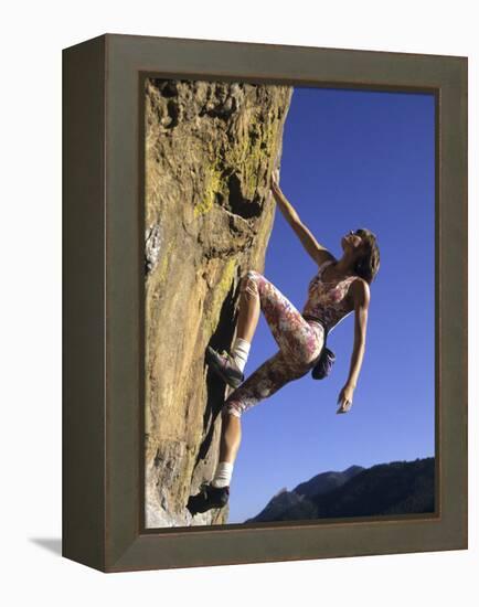 Female Rock Climber-null-Framed Premier Image Canvas