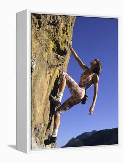 Female Rock Climber-null-Framed Premier Image Canvas