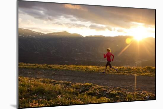 Female Runner At Sunset In The Colorado Rockies In Breckenridge-Liam Doran-Mounted Photographic Print