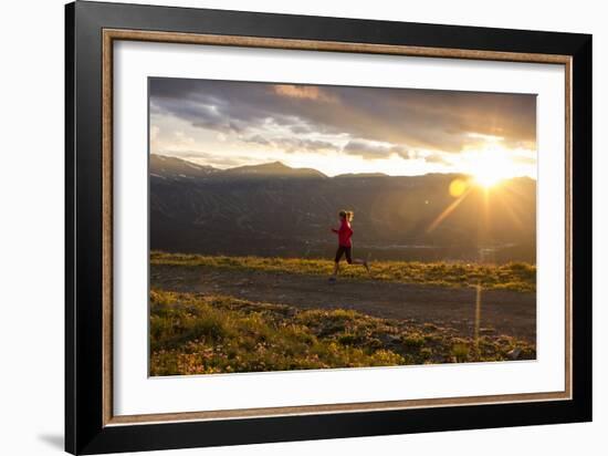 Female Runner At Sunset In The Colorado Rockies In Breckenridge-Liam Doran-Framed Photographic Print