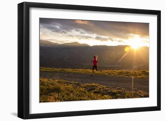 Female Runner At Sunset In The Colorado Rockies In Breckenridge-Liam Doran-Framed Photographic Print