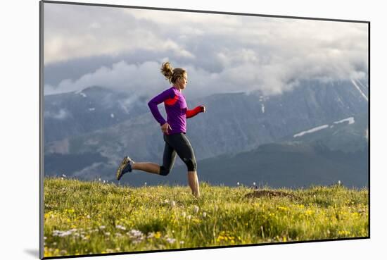 Female Runner At Sunset In The Colorado Rockies In Breckenridge-Liam Doran-Mounted Photographic Print