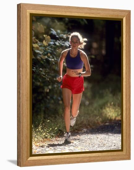 Female Runner Out on the Trails-null-Framed Premier Image Canvas