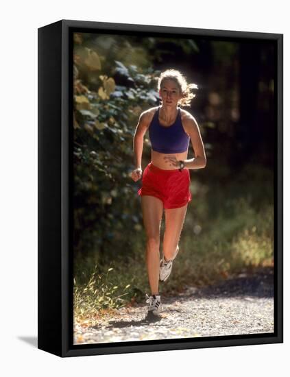 Female Runner Out on the Trails-null-Framed Premier Image Canvas