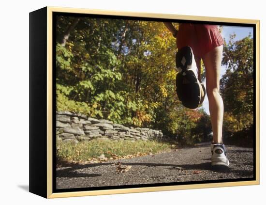 Female Runner Out on the Trails-null-Framed Premier Image Canvas