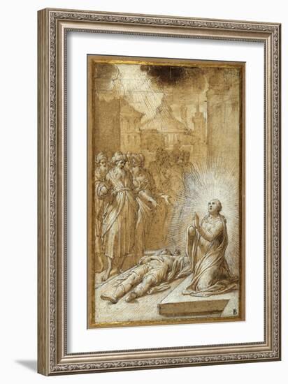 Female Saint Praying by the Body of a Dead Man-Camillo Procaccini-Framed Giclee Print