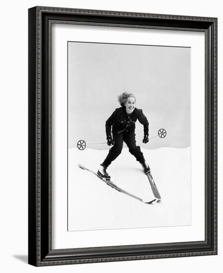 Female Skier Skiing Downhill-Everett Collection-Framed Photographic Print