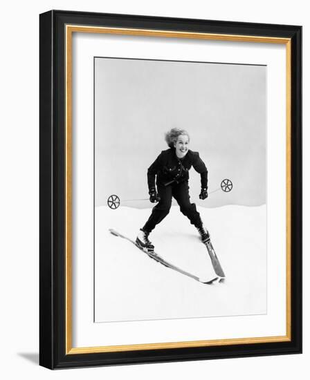 Female Skier Skiing Downhill-Everett Collection-Framed Photographic Print