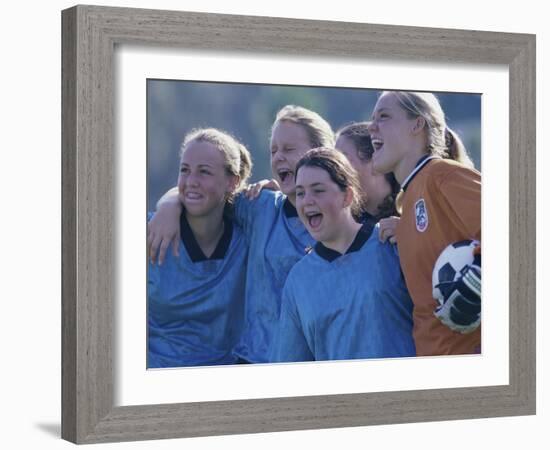 Female Soccer Team Standing Together-null-Framed Photographic Print