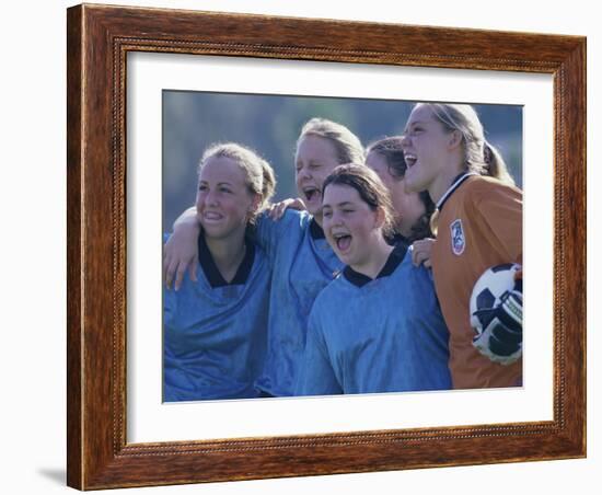 Female Soccer Team Standing Together-null-Framed Photographic Print