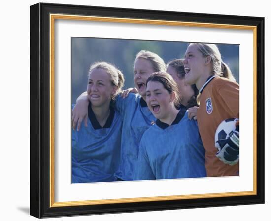 Female Soccer Team Standing Together-null-Framed Photographic Print