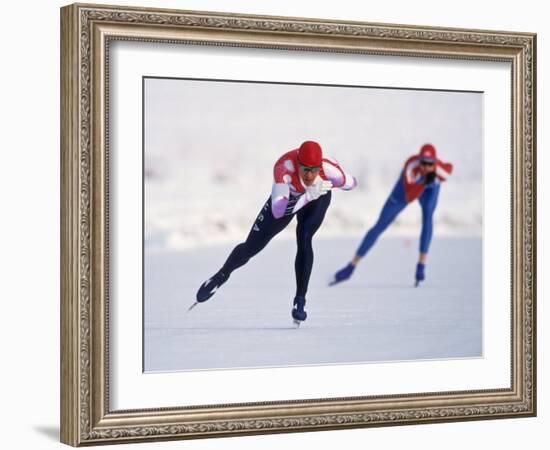 Female Speed Skaters in Action-null-Framed Photographic Print