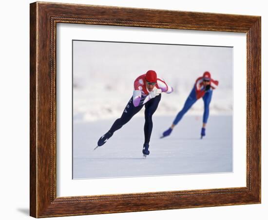 Female Speed Skaters in Action-null-Framed Photographic Print