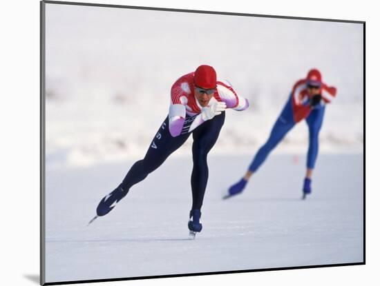 Female Speed Skaters in Action-null-Mounted Photographic Print