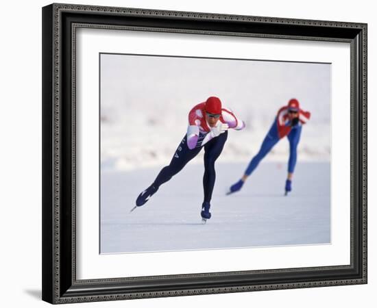 Female Speed Skaters in Action-null-Framed Photographic Print