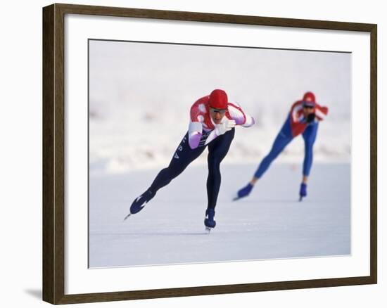 Female Speed Skaters in Action-null-Framed Photographic Print