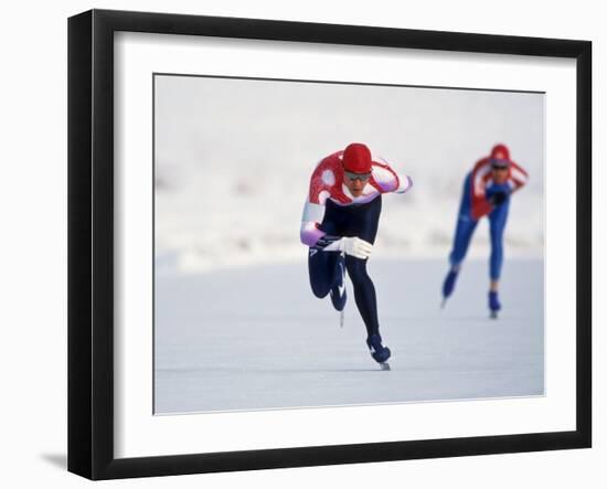 Female Speed Skaters in Action-null-Framed Photographic Print