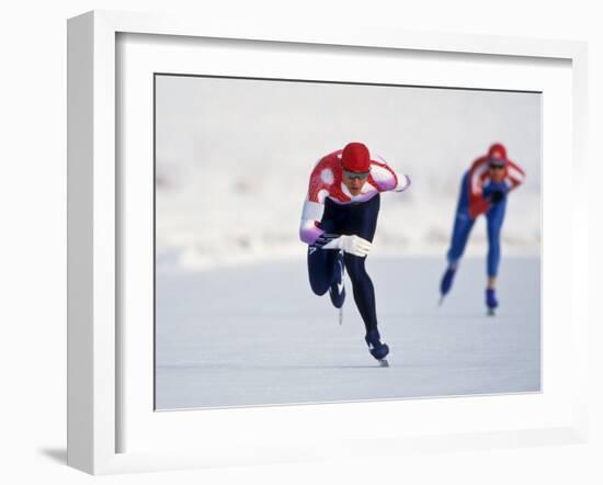 Female Speed Skaters in Action-null-Framed Photographic Print