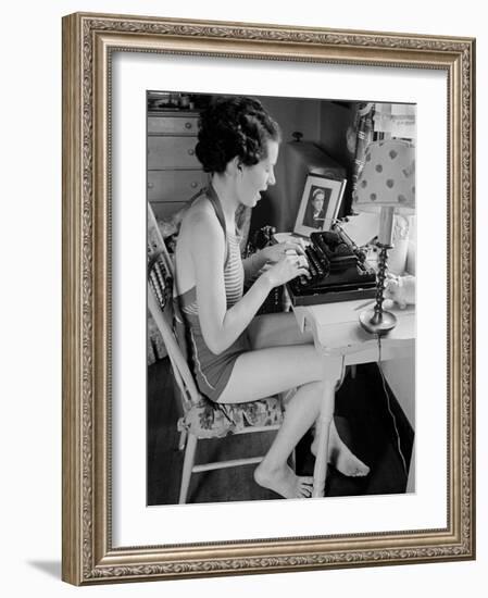 Female Student Typing a Letter at the University of Missouri-Alfred Eisenstaedt-Framed Photographic Print