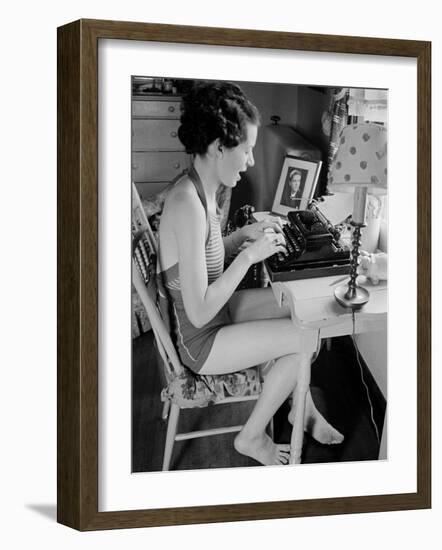 Female Student Typing a Letter at the University of Missouri-Alfred Eisenstaedt-Framed Photographic Print