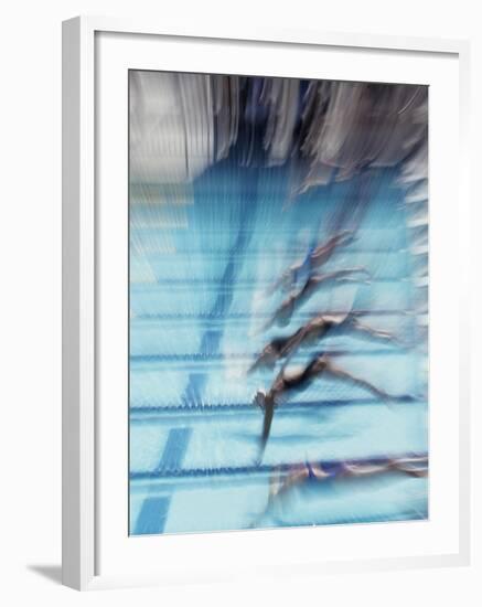 Female Swimmers at the Start of a Race-null-Framed Photographic Print