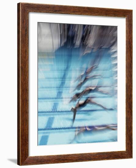 Female Swimmers at the Start of a Race--Framed Photographic Print