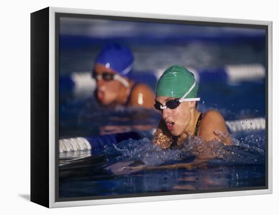 Female Swimmers Competing in a Breaststroke Race-null-Framed Premier Image Canvas