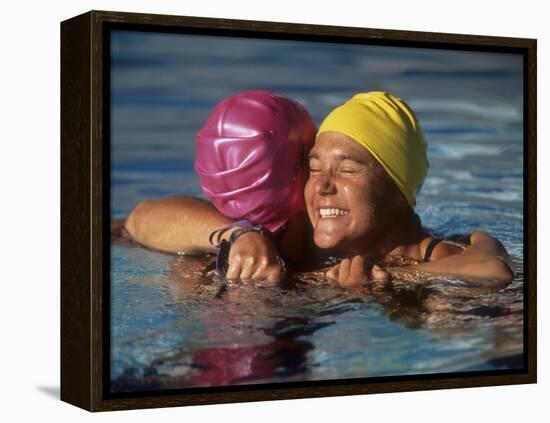 Female Swimmers Reacts to Victory-null-Framed Premier Image Canvas