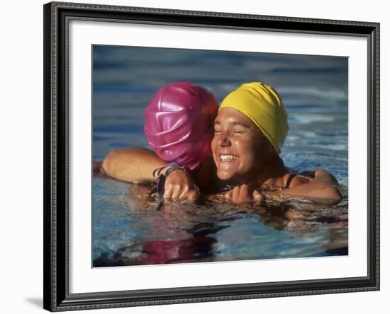 Female Swimmers Reacts to Victory--Framed Photographic Print