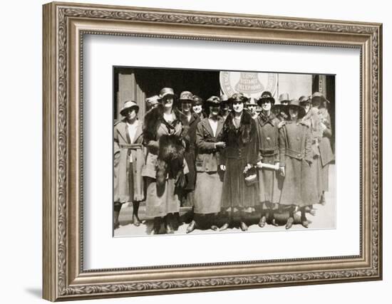 Female telephone operators on strike in Boston, Massachusetts, USA, 1919-Unknown-Framed Photographic Print